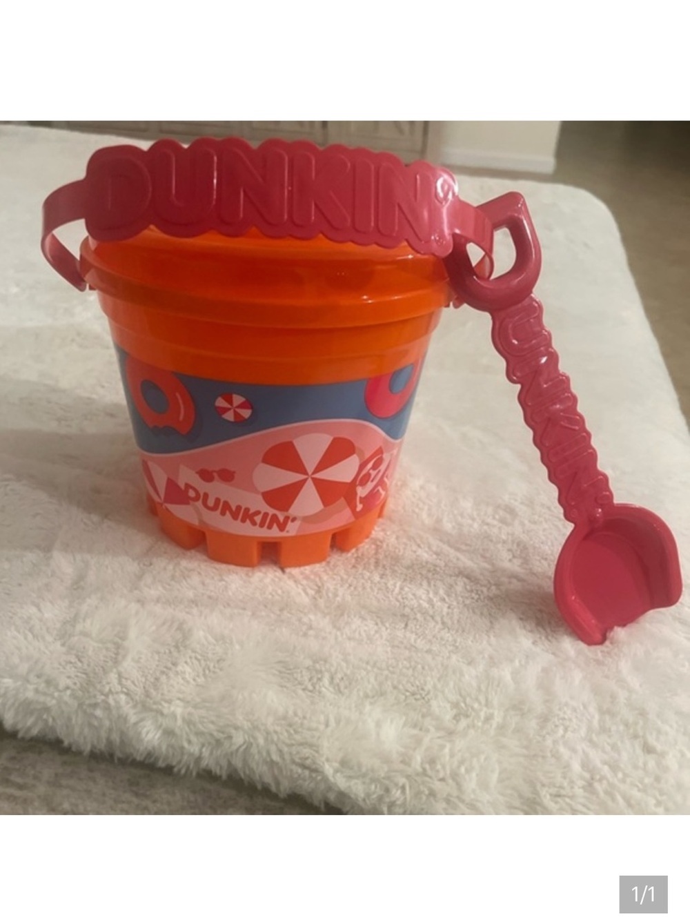 Dunkin’ Donuts | Orange and Pink Sandcastle Bucket Toy and Mini Shovel 2025